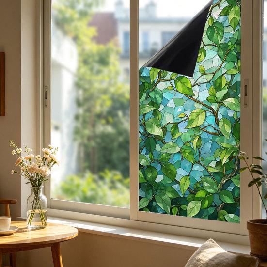 Sticker pour Vitre Statique, Film pour Fenêtre Texture Fleur en Verre Coloré, Autocollant de Fenêtre Imperméable Anti-poussière Bloquant les Rayons UV pour la Décoration de la Maison