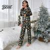 Cute Christmas Pajamas Womens Pajama Set Fall Winter 2 Piece Lounge Long Plaid Design Sleeve