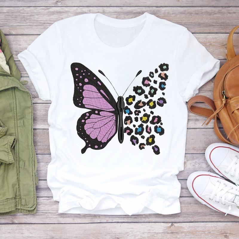 (Asian Size) T Shirt Lady Female Top Short Sleeve T-shirts Casual Printed trend butterfly style Clothing Women Fashion Graphic Tee