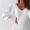 Lady Dress V Neck All Matched Polyester Midi Casual Sheath Dress for Daily Wear