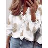 Long-Sleeved Ruffled Shirt for Women Long Sleeves Ruffles V-neck Shirt Shirt