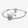 S925 Sterling Silver  Moments Pavé Heart Clasp Snake Chain Slider Bracelet Fit Original Charm Beads Making for Women Gifts