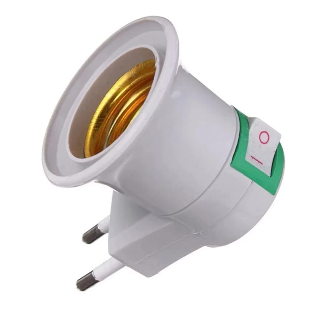

1Pcs Durable E27 Bulb Adapter EU Plug with Power On-Off Control Switch Lamp Base Holder Plastic LED Light Lamp