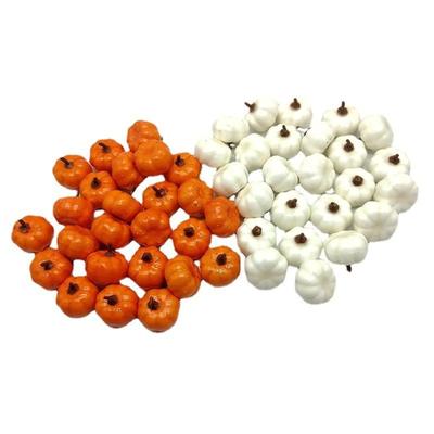 48pcs Mini Artificial Pumpkin Happy Diy Halloween Fake Pumpkin Decoration For Home Thanksgiving Crafts 24 White And 24 Orange