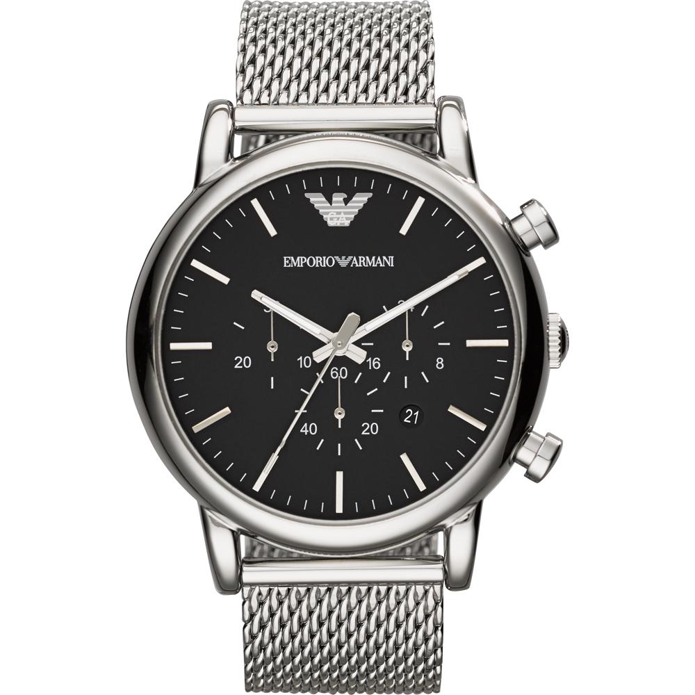

Emporio Armani Luigi XLarge Black Stainless Steel Milanese Men s Quartz Chronograph Watch AR1808 чёрный