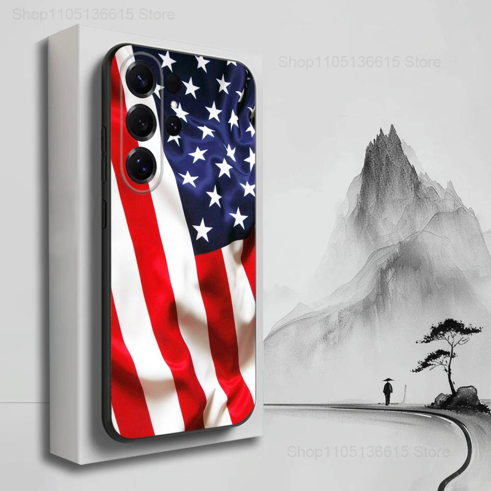 Cool Art Americans Flag Case For Samsung S10,Plus,S9,S22,S25,Ultra,S24,S21,S20,S23,FE,Lite,Soft Silicone Black