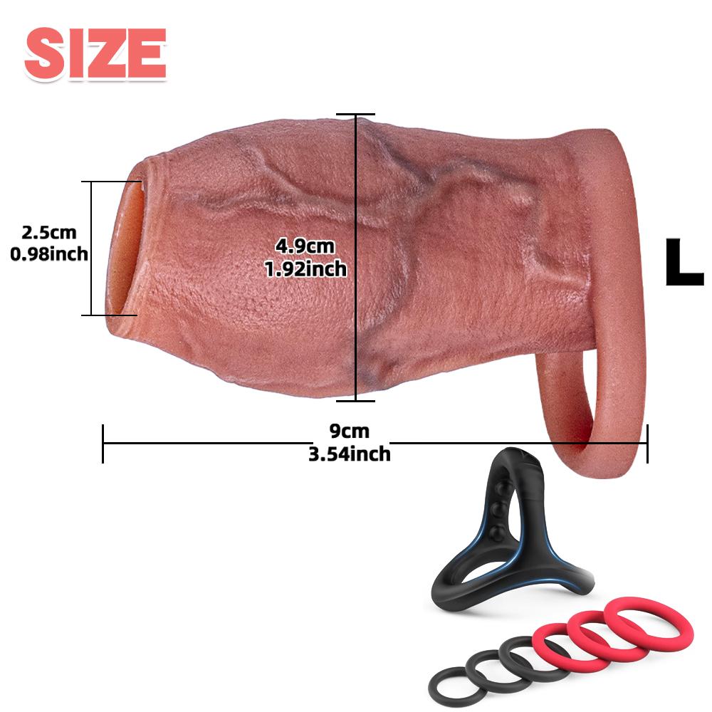Enlarged and Thicken Cock Sleeve Lock Sperm Penis Ring Adult Men Sex Toy Soft Silicone Dick Sleeve Enlargement Male 18+ Sexy Toy