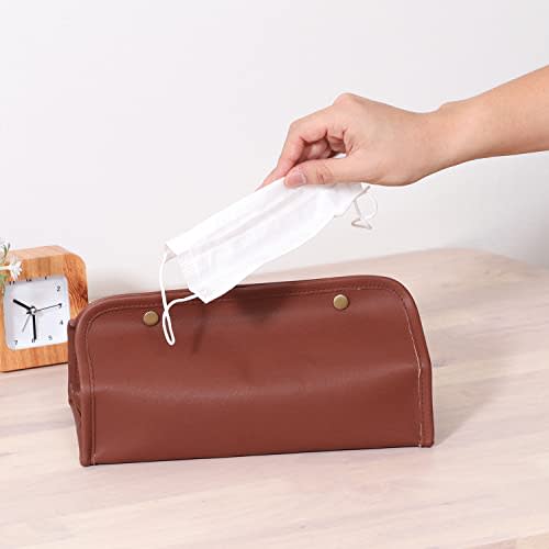 Fuji Boeki Tissue Case, Width 26.5 x Depth 12.5 x Height 12.5 cm, Brown Leather-Look, 37809