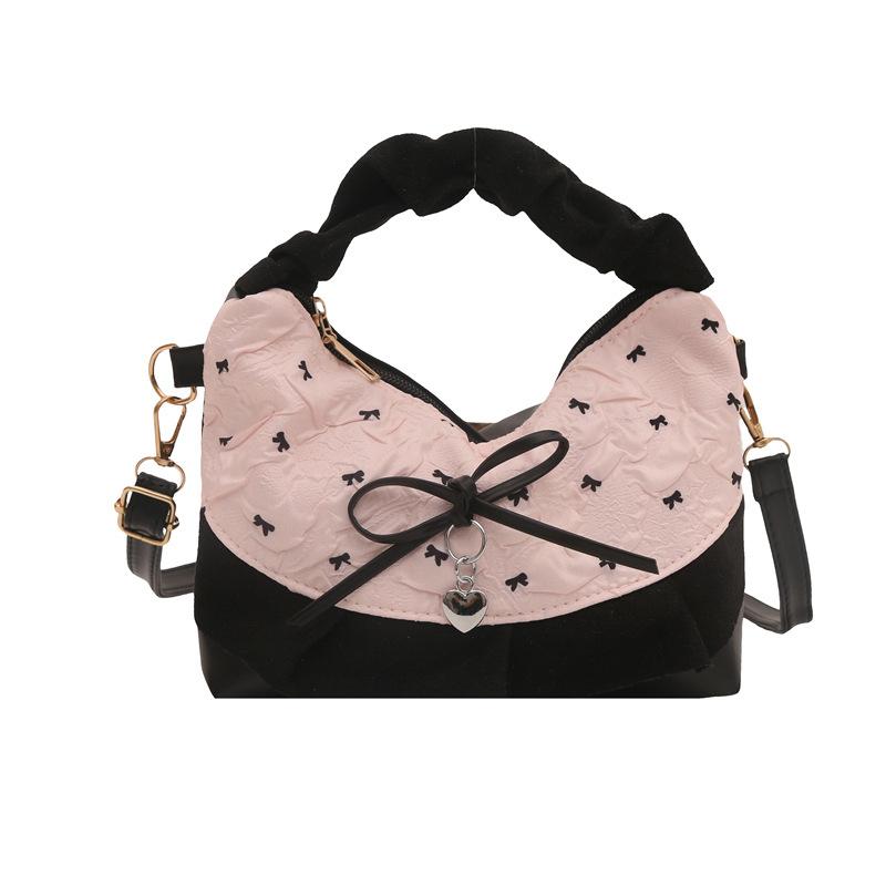 Niche design bow underarm bag women's handbag fashion shoulder messenger bag sweet baguette bag