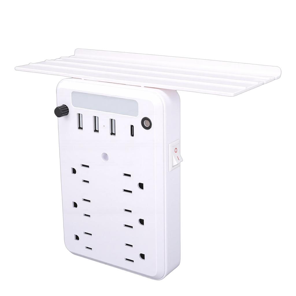 Wall Outlet Extender with Shelf Night Light Surge Protector 4 USB Ports 6 AC Outlets Wall Power Strip for Home