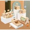 Montessori Wooden Toys 5 In 1 Object Permanence Box Ball Coin Drop Toy House Rainbow Spinning Drum&Shape Sorter for Toddlers