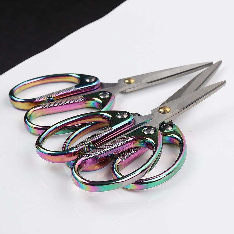 Color Titanium Plating Stainless Steel Household  Cut Paper Scissors Sewing Scissors For Needlework Tailor Fabric DIY Tool