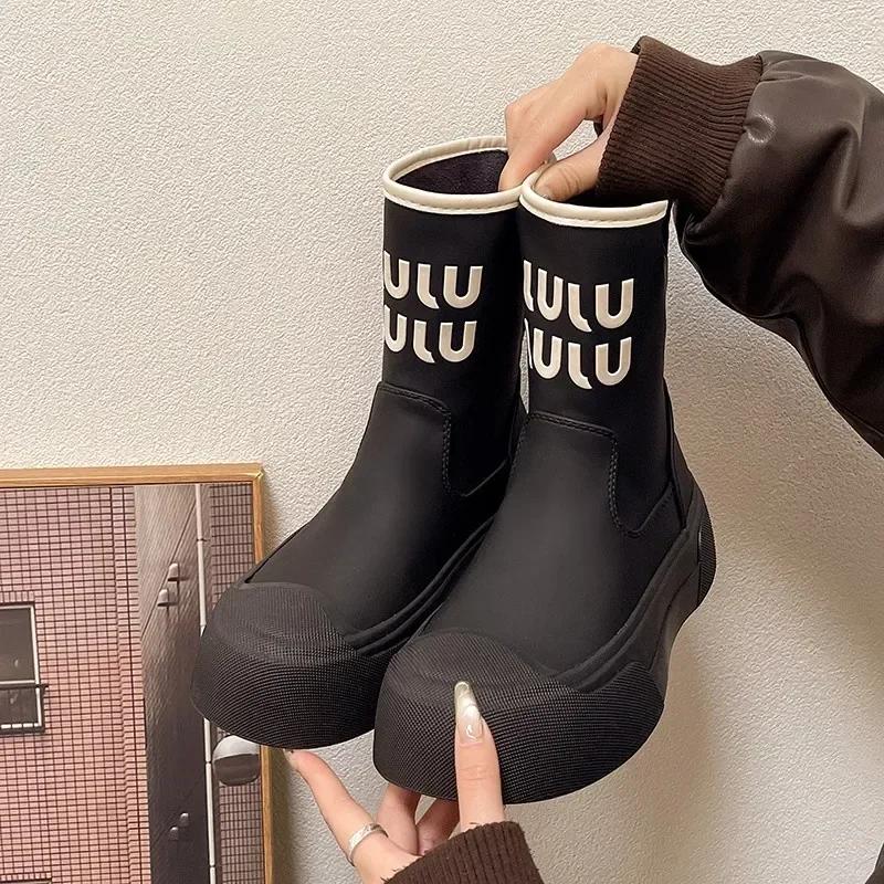 

Fashion Chelsea Women s Rubber Boots Autumn Winter Shoes Luxury Designer Boots-Women Round Toe Rain High Heel Fashion 2024 Ladies Ankle 35 красный