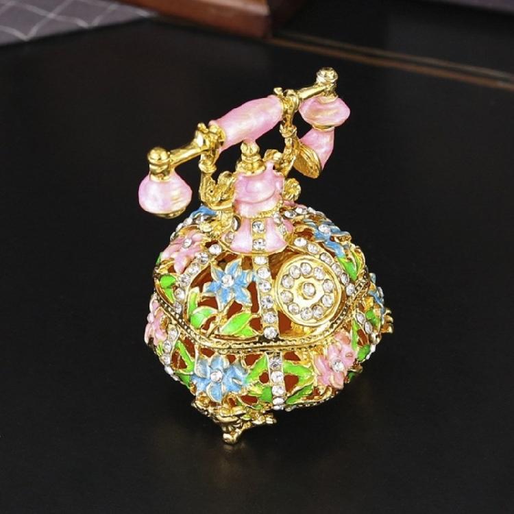 Wedding Jewelry Display Case Telephone Jewelry Organizers Storage Box with Elegant Crystal Embellishments Metal Texture
