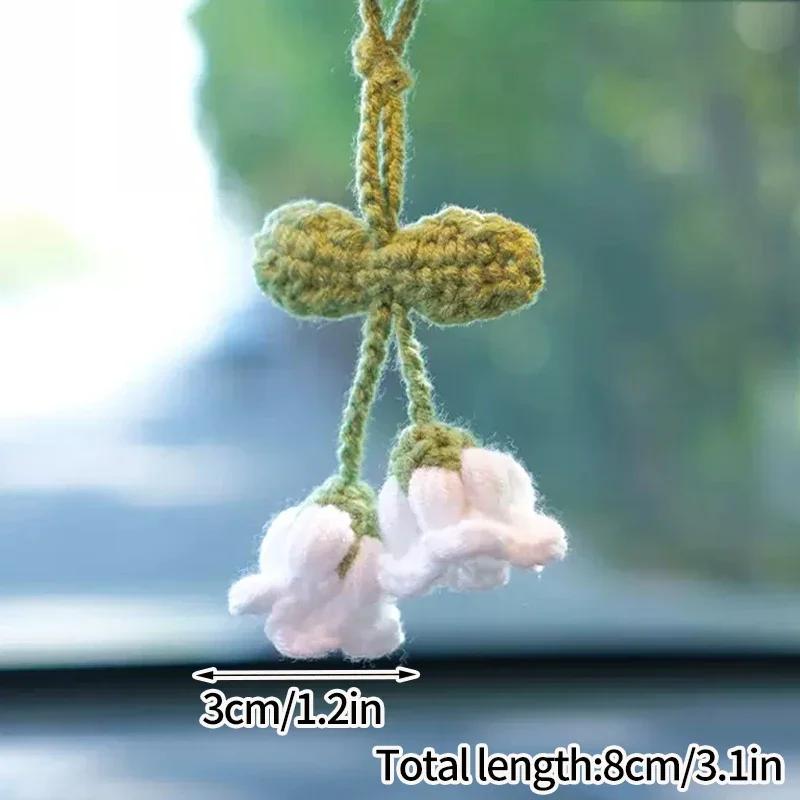 Crochet Flowers Woven Flowers Pendant Car Interior Hanging Decoration Hand Knitted Bags Decoration Handmade Key Pendants Household Decoration