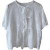 Bi Zheng 2025 Hollow Lace Puff Sleeve Embroidered Shirt for Women