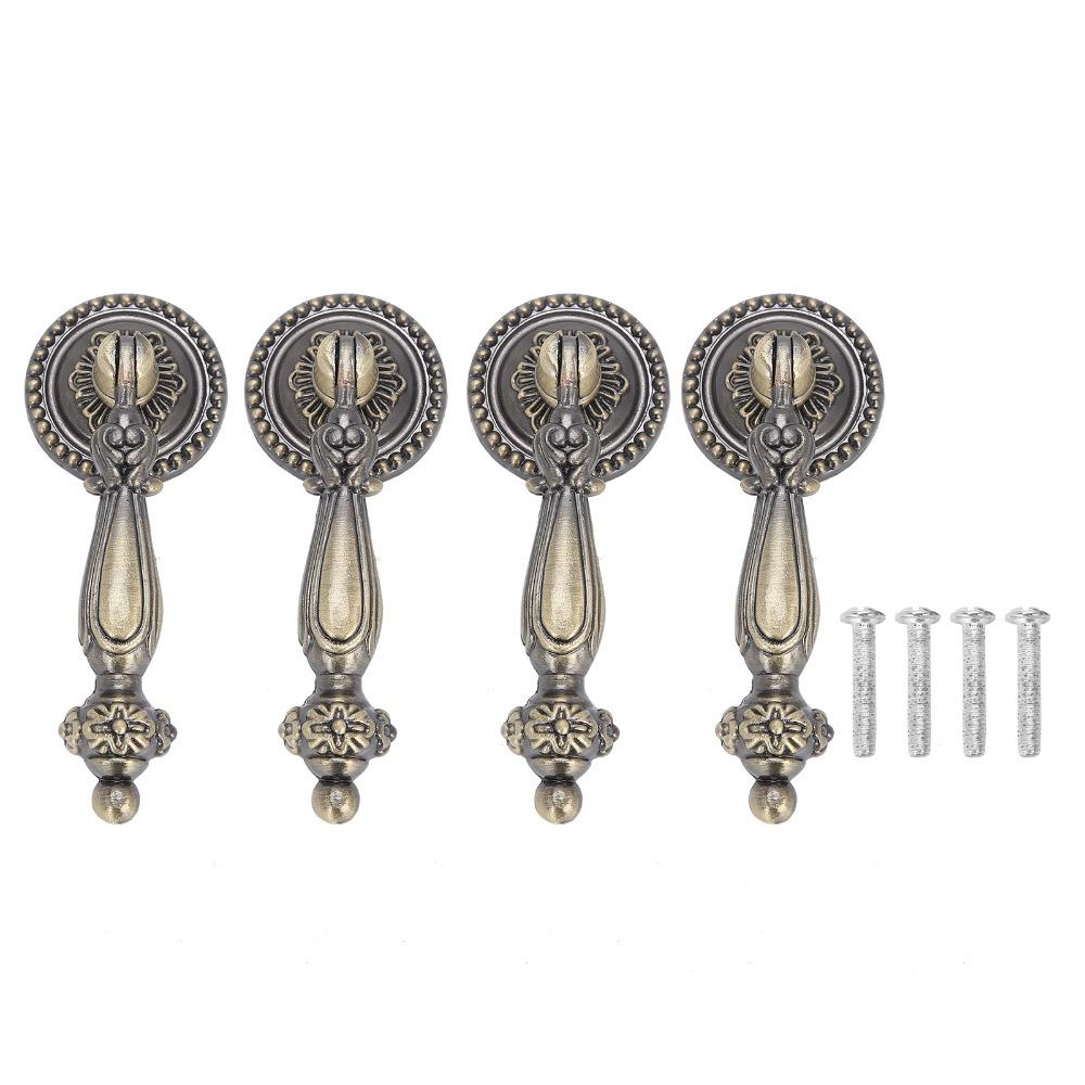 4 шт. Большие ручки для ящиков из цинкового сплава Монтажные винты Бронзовые ручки-капли Ретро медные ручки для шкафов