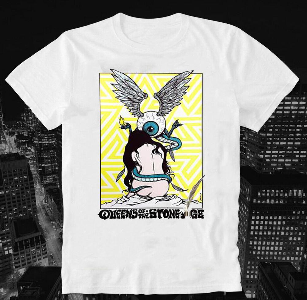

Queens Of The Stone Age Caricature T Shirt White S To 5XL Unisex T-Shirt 5XL різнокольоровий