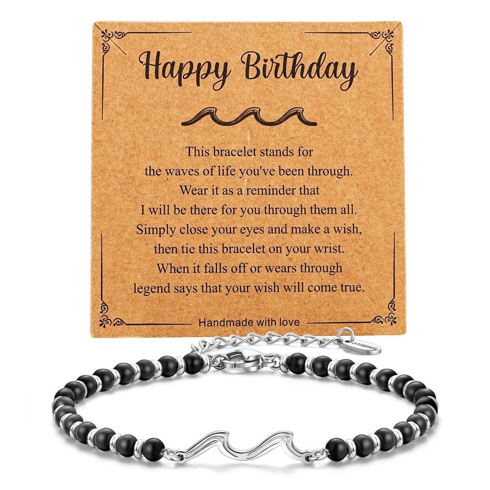 Wave Silver Bead Bracelet Wave Pendant Lobster Buckle Adjustable Silver Bead Bead Sister Wave Silver Bead Bracelet