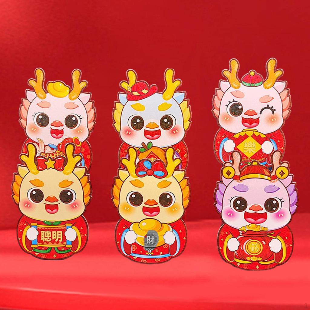 6 Red Envelopes for The Chinese Lunar Year, Hong Bao, Traditional Gift, Packets