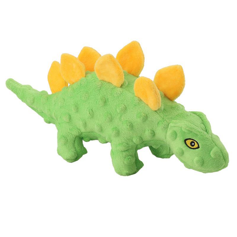 Nylon Rubber Dinosaur Pet Squeaky Toy for Aggressive Chewer Crinkle Soft Shell Plush Interactive Dog Toy
