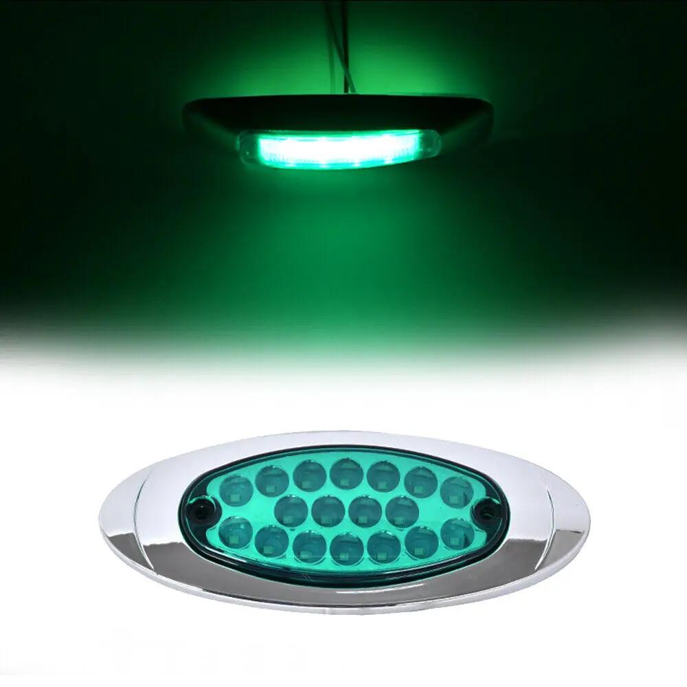 2PCS Amber Oval Led Trailer Side Marker Clearance Lights Chrome Bezel Trailer Parking Turn Signal Lights 18LED Running Lights