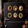 Home Decor Accessories 1/6Pcs Halloween Oval Frame Fridge Magnet Wooden Vintage Magnet Sets Refrigerator Kitchen Decoration Accessories Party Favors