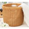 Woven rattan handle dirty clothes bucket, circular clothes storage bucket, bathroom plastic laundry basket, storage basket