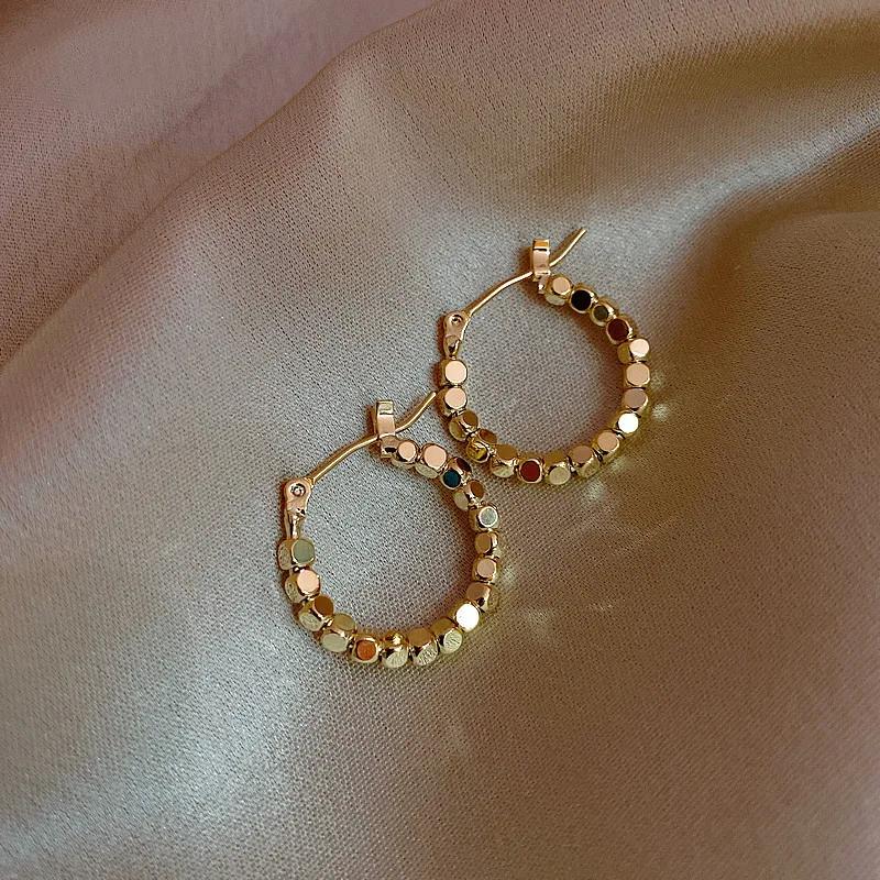 New  Classic Gold Color Geometric Square Metal Hoop Earrings For Woman Korean Temperament Party Jewelry Girls Accessory