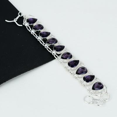 Amethyst Bracelet Purple Amethyst Gemstone Handmade 925 Sterling Silver Bracelet Purple Amethyst Bracelet For Gift Unisex Bracelet For Her