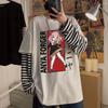 2023 Hot Japanese Anime Spy X Family T shirt Kawaii Girl Cartoon Anya Forger For Women Summer Unisex Long Sleeve Striped T-shirt