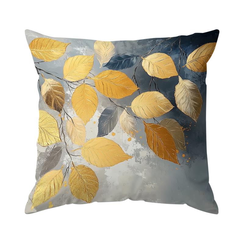 Kurzes Plüschmaterial Kissenbezug Heimdeko Goldene Blätter Muster Für Stilvolle Kissenbezüge Muster Kissenbezug Geeignet Für Sofa