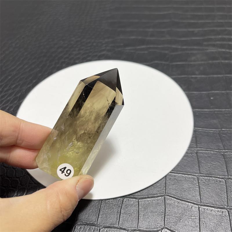 Natural Smoky Citrine Quartz Crystal Wand Single Pointed Quartz Stone Therapy Rod Magnetic Field Aggregation and Vertex