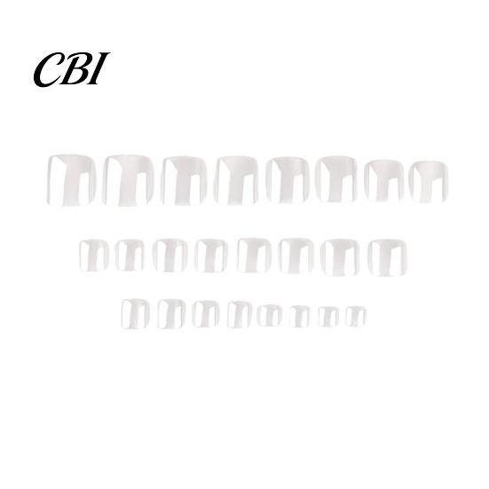 Removable Fake Toenails 24Pcs Pearlescent White Press on Toenails, Short Square Stick-on Nails Glossy for Women, Glue False Toe Reusable On 24PCS