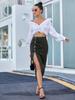 Women's European & American High Waist Irregular Slit Denim Long Skirt