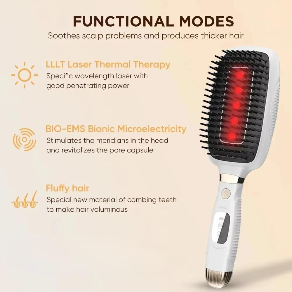 Electric Head Massage Comb Anti Hair Loss Infrared Hair Growth Comb Scalp Massager Red Light Treatment EMS Vibration