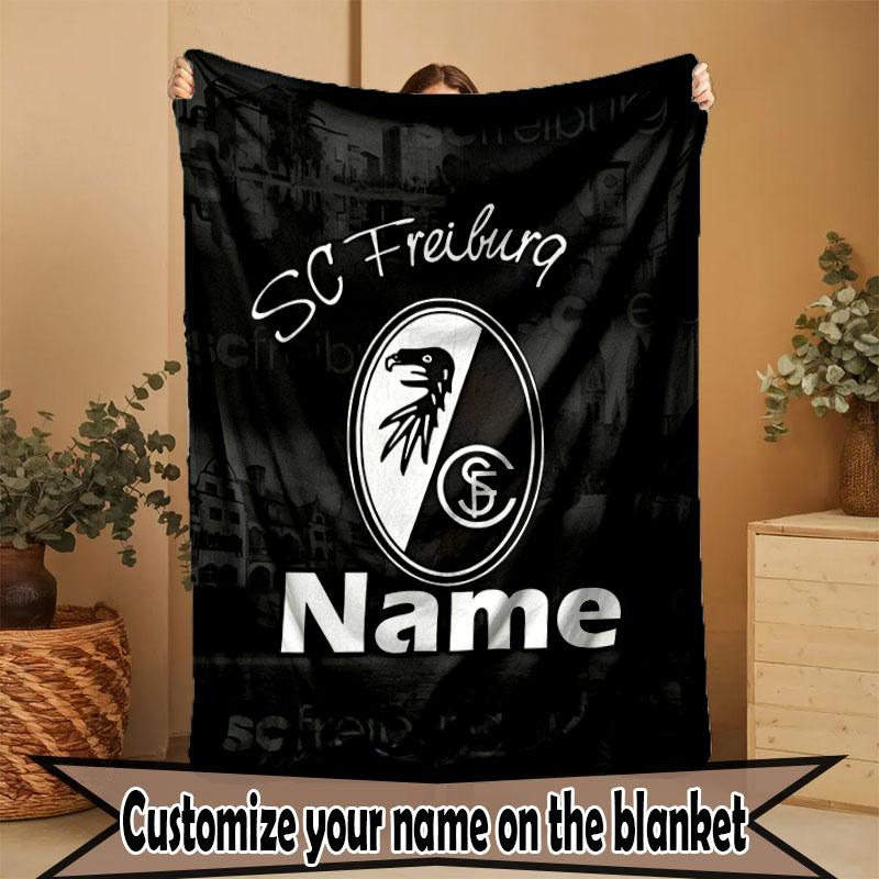 Custom Name Personalized SC Freiburg Print Blanket, Home Decor, Bedroom, Sofa, Camping, Couch, Gifts for Birthday Christmas