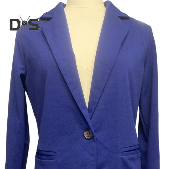 Women Suit Coat Lapel Roll-up Long Sleeve Solid Color Suit Jacket Single Button Loose Fit Spring Autumn Business Outerwear