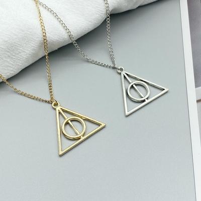 Fashion Necklace Hallows Deathly Golden Silver Color Pendants Necklace Long Women Men Colar