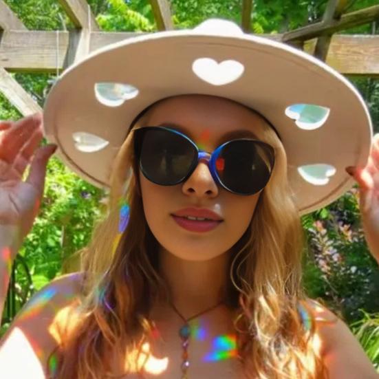 Women Hat Hat Wide Brim Star Straw Bohemian Style Breathable Woven