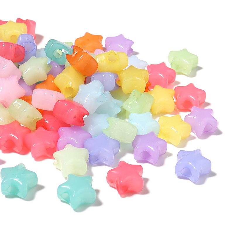 100pcs/Lot 9mm Acrylic Beads Jelly Colored Five Point Star Large Hole Loose Beads For DIY Handmade Jewelry Bracelet Necklace