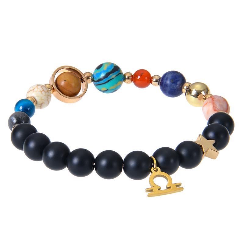 Twelve Constellations Bracelet: Frosted Stone & Elastic Cord with Card