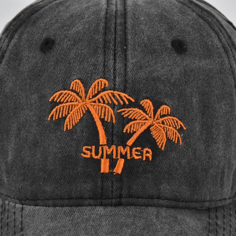 Șapcă unisex din bumbac spălat șapcă de baseball cu broderie din copac de cocos pentru bărbați, femei, îmbrăcăminte de stradă, pălării pentru tată