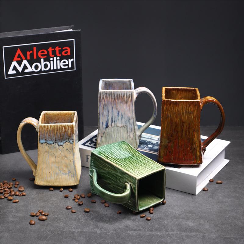 Large Capacity Ceramic Cup Large Creative Kiln Change Supply Water Cup Retro Coffee Cup