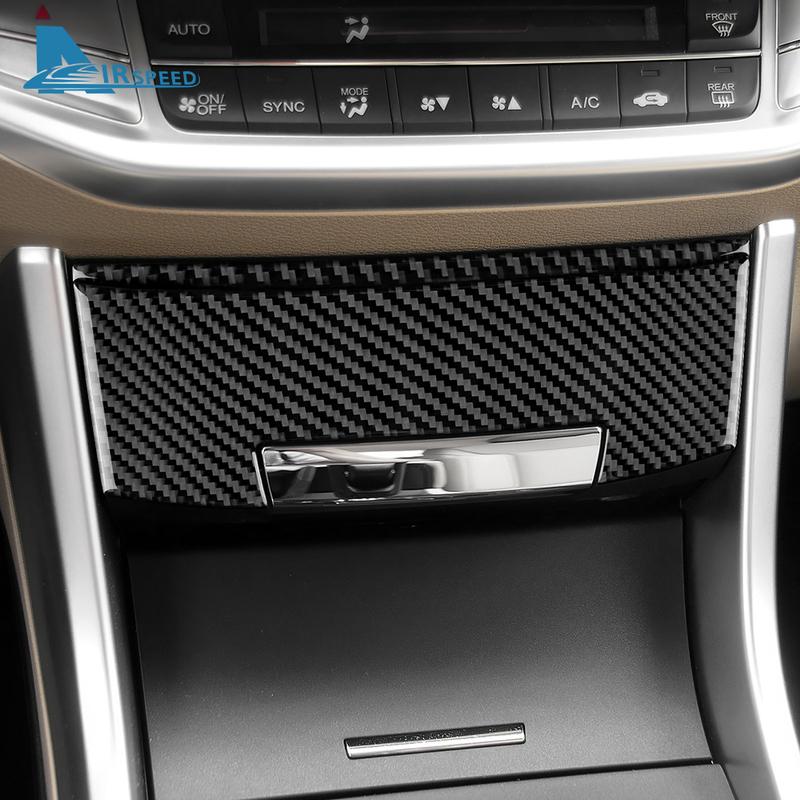 For Honda Accord 2013 2014 2015 2016 2017 Real Soft Carbon Fiber Sticker LHD Car Storage Box Panel Interior Trim Accessories