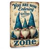 Tin Sign You Are Now Entering Zone Funny Gnome Garden Wall Decor Vintage Metal Poster Rustic Home Bar Office Signage