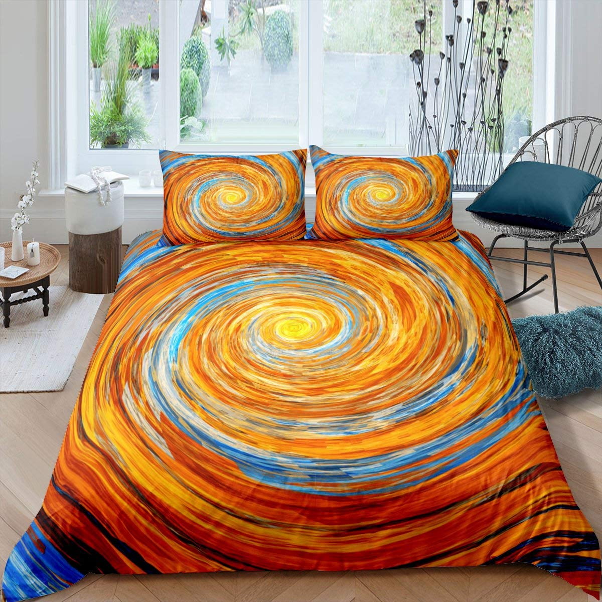 

Comforter Spiral Swirl Psychedelic Bohemian Stylish Trippy Pattern Mandala Geometric For Women Men Teens Bedroom Rations Warm Comforter (quilt)-EU Single(135*200cm)3pcs