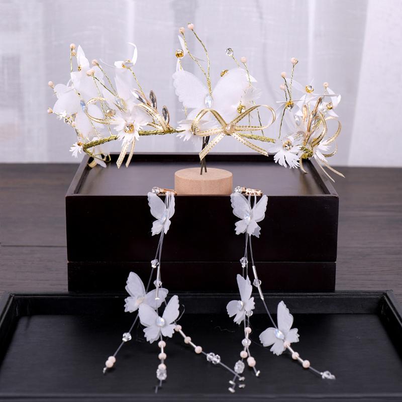 Bridal Hair Accessory butterfly , Flower Hairband ,earrings for Women and Girls