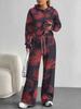 European, American Autumn And Winter Casual Retro Flower Long-Sleeved Suit Women'S Hooded Sweater Trousers Two-Piece Set