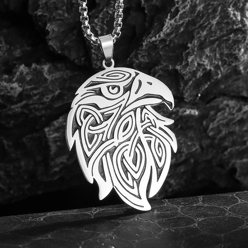 Stainless Steel Nordic Odin Rune Irish Celtic Trinity Knot Pendant Necklace Men Women Lucky Amulet Jewelry